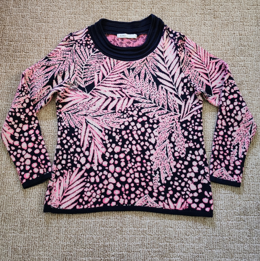 Skovhuus Denmark Sweater Women's M Pink Blue Floral Pullover